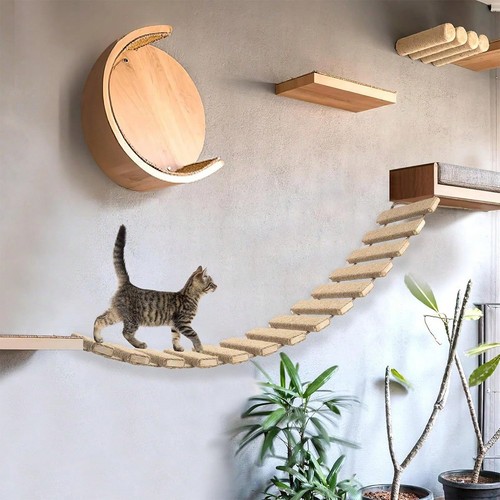 40in wooden cat climbing - wooden,