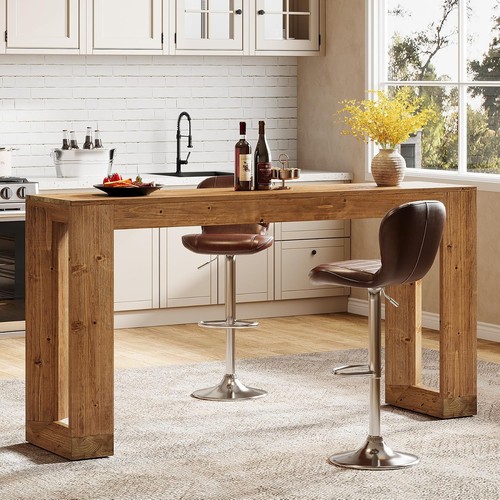 Long solid wood bar table - 63'',