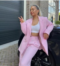 BNWT Zara Pink Asymmetric Long Blazer SIZE S 🌹🌹🌹🌹