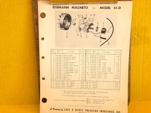 Eisemann magneto parts - eisemann, 61-d
