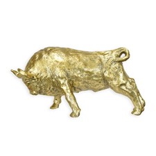 9932032 Bronze Sculpture Bull Goldglänzend Polished 22x17x44cm 4kg