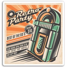 2 x 10cm Retro Jukebox Vinyl Stickers - Music Disco Party Sticker Laptop #17484