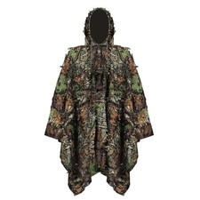 Men Tactical 3D Leaf Woodland Cloak Ghillie Suit Outdor War Game Airsoft Poncho