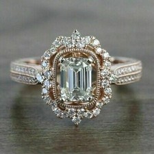 Art Deco Antique 2.20 Ct White Diamond Vintage Engagement Ring 14K Rose Gold FN