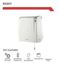 BATHROOM KITCHEN 2KW DOWNFLOW WALL MOUNTED FAN HEATER WITH PULL CORD.