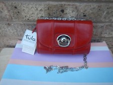 TULA SMALL RED LEATHER SHOULDER BAG WITH CHAIN STRAP NEW WITH TAGS BEAUTIFUL BAG