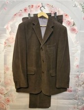 Racing Green Moleskin Brown Suit Trousers and  Jacket 42S but fits 44R. W34 L30