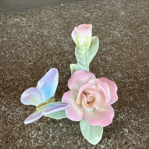 Ceramic butterfly with rose - ceramic,
