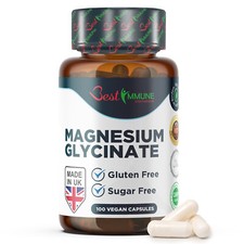 Improved Magnesium Glycinate 500mg Nothing Artificial Added 100 Vegan Capsules 