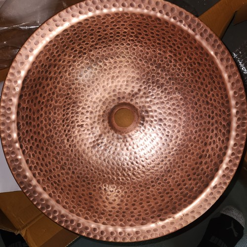 Round hand hammered - hand-hammered, terra