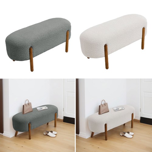 Boucle upholstered ottoman - boucle,