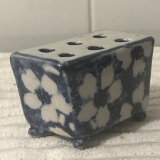 Small Antique Vintage Delft Ware Ceramic Flower Brick