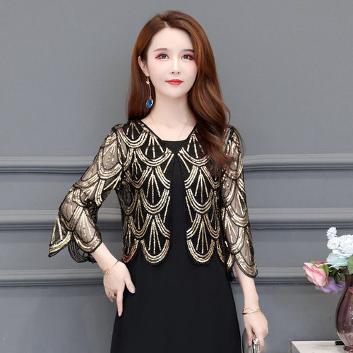 Lady sequin cropped - sequin, cardigan