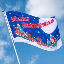 Christmas Holidays FLAG BLUE blue Santa reindeer sleigh 150x90cm 5ft x 3ft large