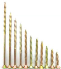 WOOD SCREWS MULTI-PURPOSE YELLOW POZI COUNTERSUNK CHIPBOARD SCREWS 1,5,9 & 18kg