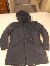 ZARA Insulated Mens Parka Coat Navy Hooded Large