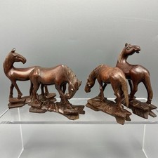 Vintage Horse Wooden Carved X4