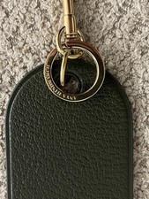 Anya Hindmarch khaki and gold leather key tag/key charm/bag charm