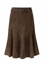 Brown Leather Midi Skirt UK 8