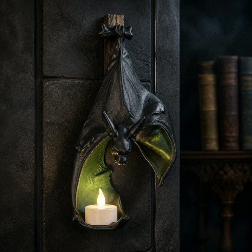 Hanging black bat - bat, tealight