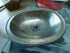 Moroccan Silver Etched Oval Bathroom Sink 38cm x 31cm
