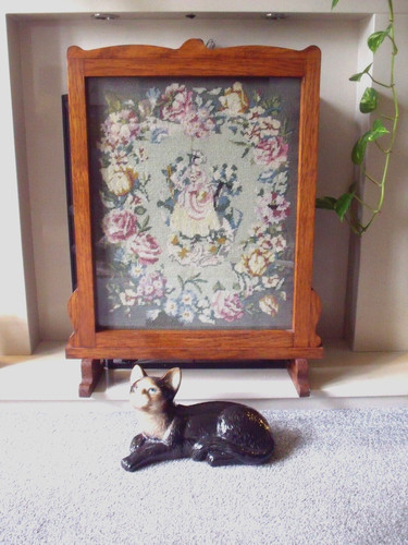 Antique victorian oak tapestry - victorian,