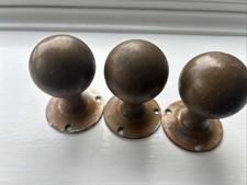 3 Victorian Old Brass Door Knobs
