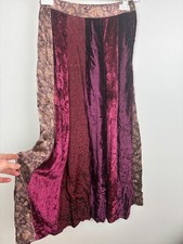 Vintage Rene Derhy Crushed Velvet & Floral Skirt with Scalloped Hem UK 8 XS