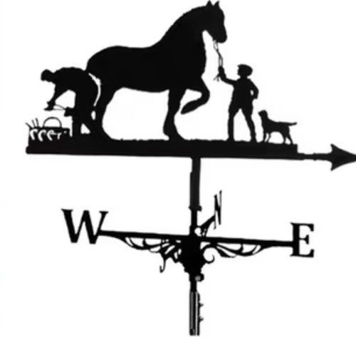 New metal farmer and horse - new,