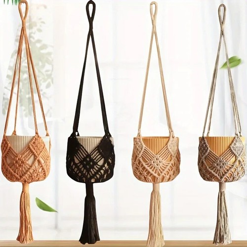 Macrame plant hanger - plant, woven