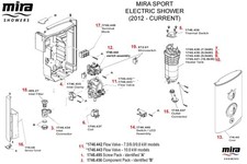 Mira Sport Electric Shower Spare parts and accessories