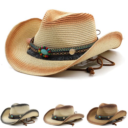 Straw cowboy hat men women - straw,