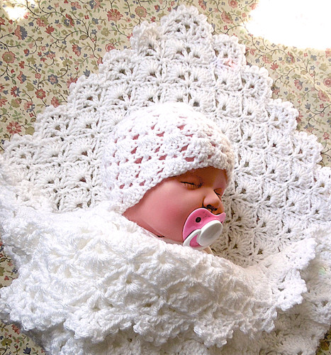 Hand knitted crochet - hand, white