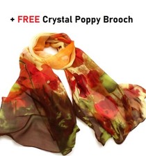 Scarf Ladies Floral Poppy Women Silk Feel Design Autumn Premiu Shawl + FREE GIFT