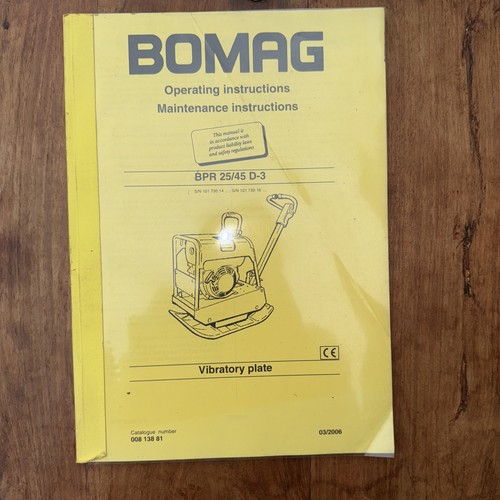 Bomag d3 operating - bomag, 25/45