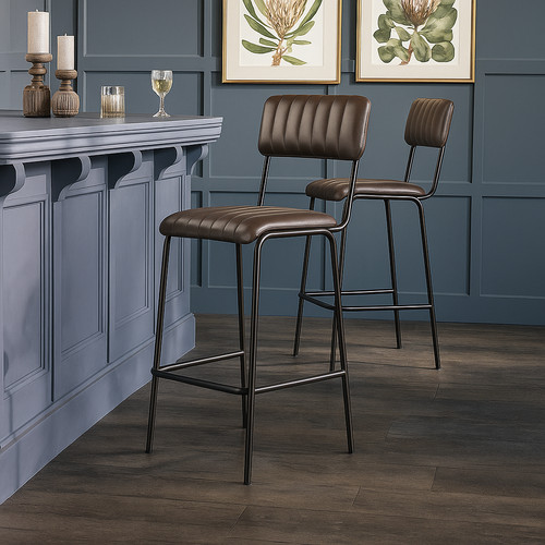 Grey real leather bar - grey,