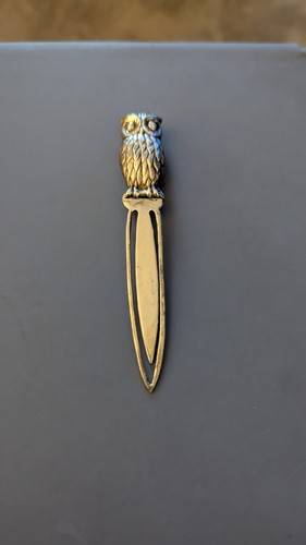 Hallmarked silver owl - , book