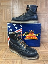 Sz 9 D - Thorogood American Heritage 6" 814-6201 Black Moc Toe Work Men’s Boot