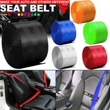 142" Car Seat Belt Webbing Safety Strap Seat Lap Retractable Polyester Nylon Kit