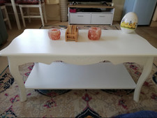 Vintage Coffee Table French Style Furniture White Living Room Wood Storage Shelf