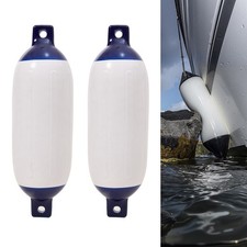Inflatable Dock Bumpers - 2pcs Ribbed PVC Boat Fenders with Needle Valve