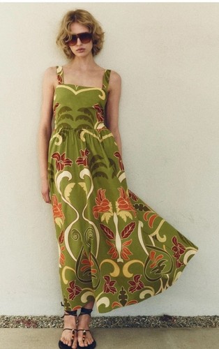 Zara bnwt woman green printed - zara,