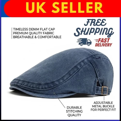 Men flat cap washed newsboy - cap,