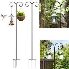 2X Shepherd Crook Garden Hook 2.4m Bird Feeder Pole Hanging Plants Basket Hanger