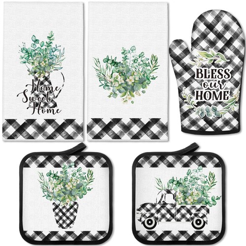 Pcs buffalo plaid oven mitts - plaid,