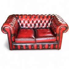 Vintage 2 Seater Oxblood Red Chesterfield Sofa