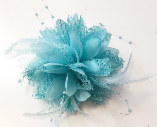 Flower feather bead corsage - feather,