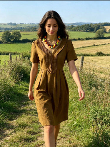 Orla kiely caramel - pleat, neck