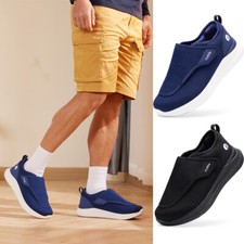 FitVille Mens Extra Wide Fit Diabetic Shoes Orthopedic Slippers for Swollen Feet