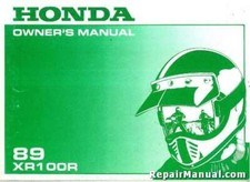1989 Honda XR100R Motorcycle Owners Manual : 31KN4640